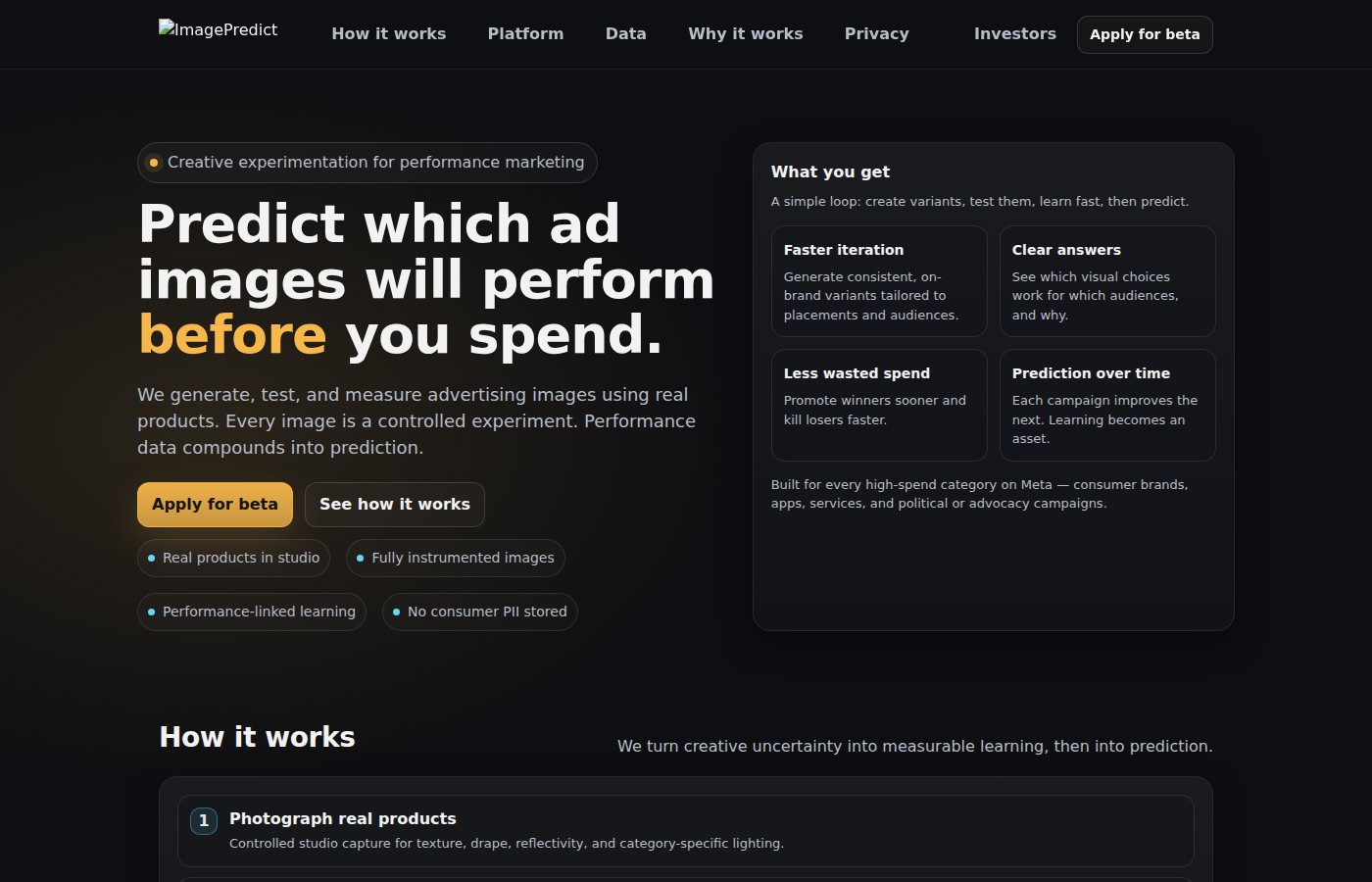 ImagePredict platform — AI-powered ad creative optimization